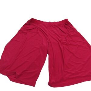 Slinky Brand Red Wide Leg Cropped Pants Womens 1X Elastic Waist Pockets